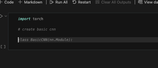 Cursor Tab autocompleting a PyTorch CNN in a Jupyter notebook